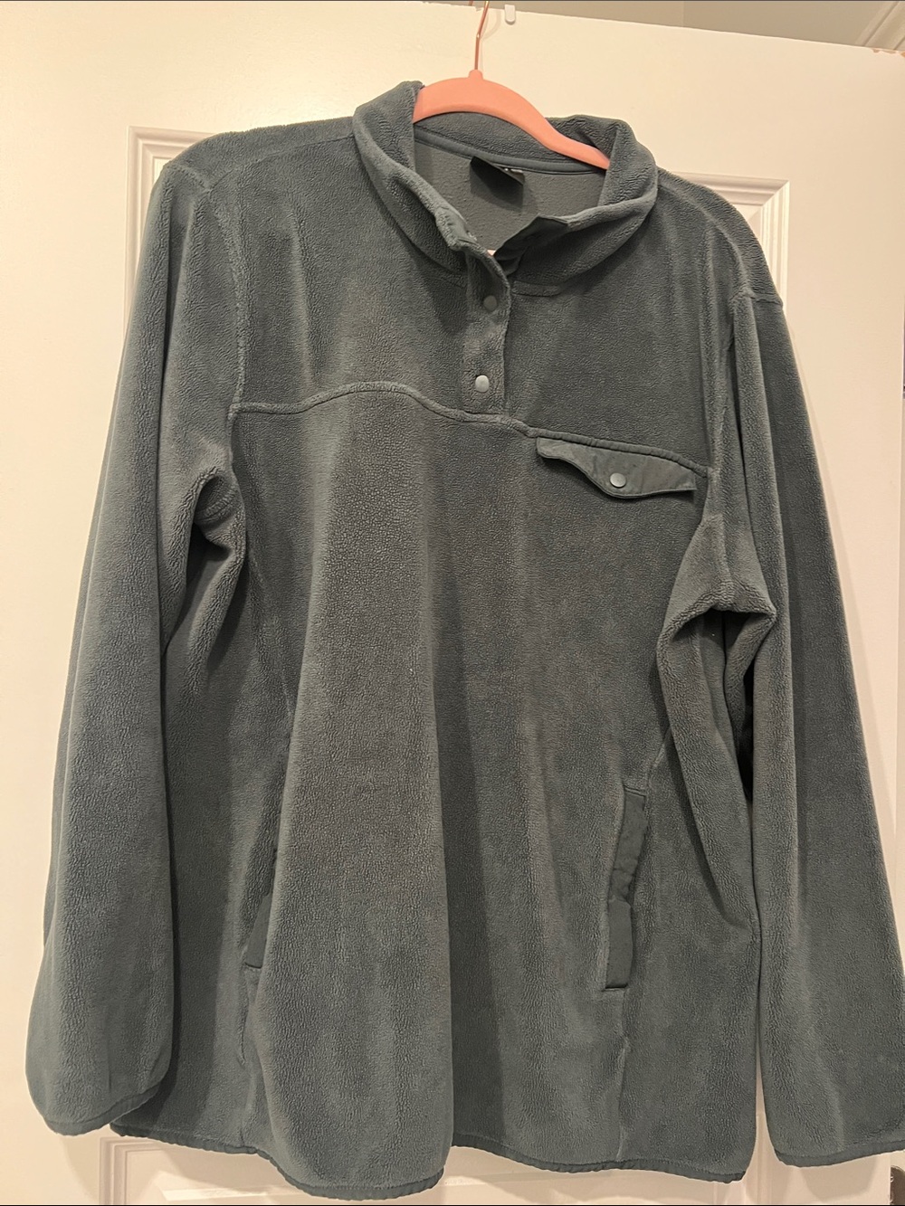 32 Degrees Slate Green Snap-Front Lightweight Fleece Shirt Jacket